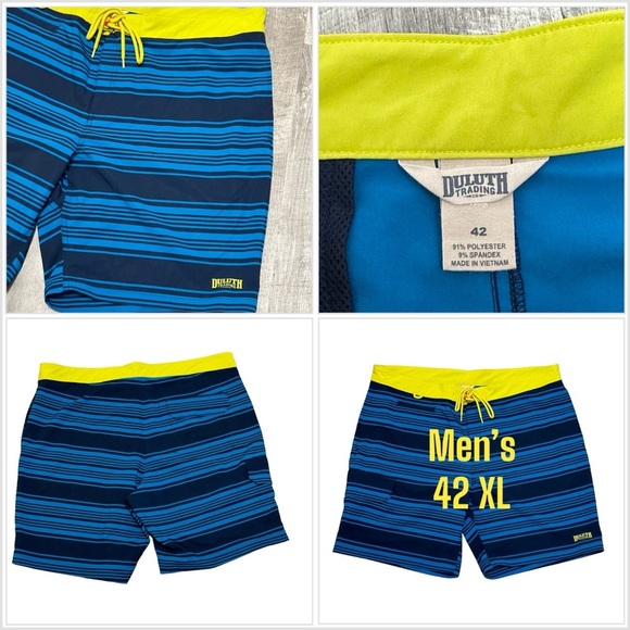 Men's Duluth Trading 42 XL Trunks Swim Swimwear Shorts Black Hybrid Stretch EUC - Picture 1 of 7